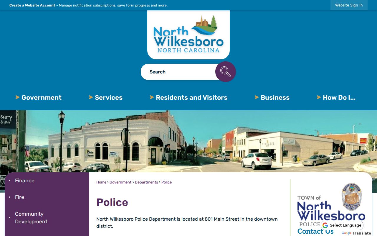 North Wilkesboro criminal records police department page
