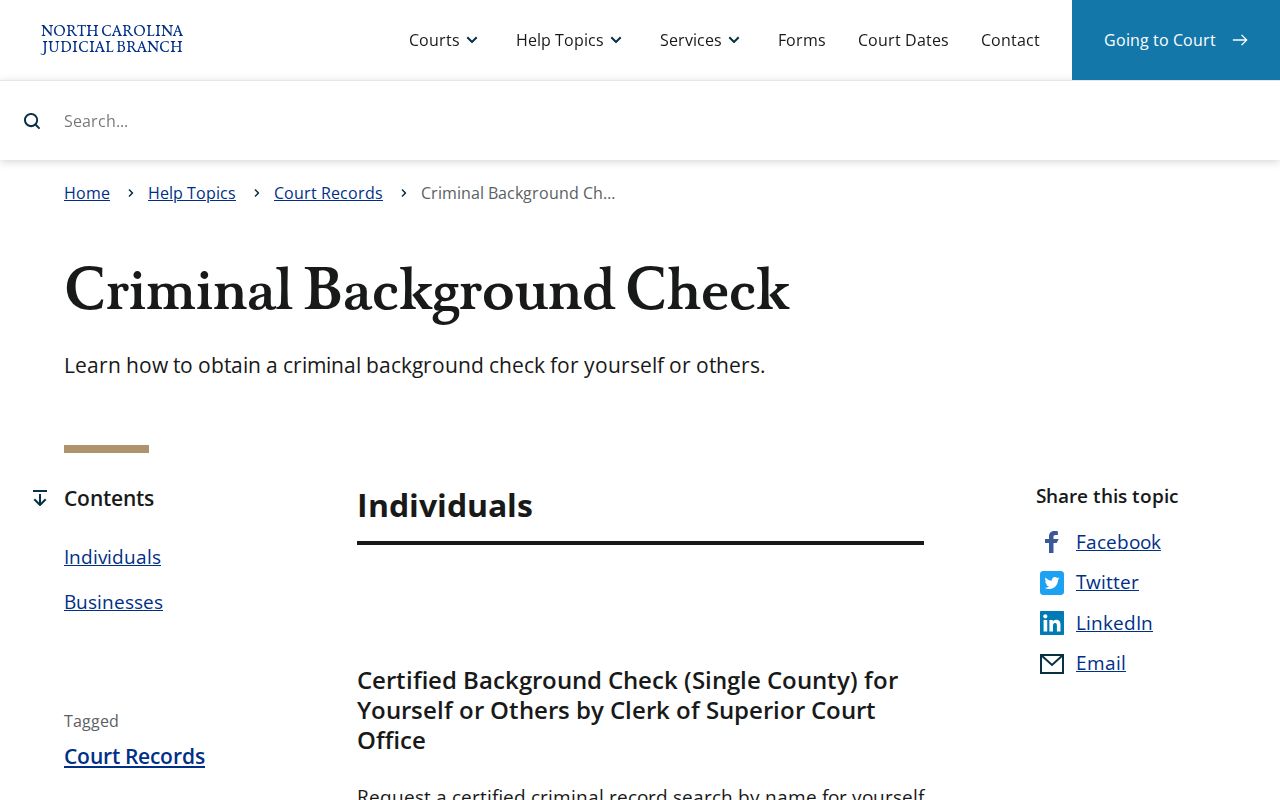 North Carolina court criminal record search options