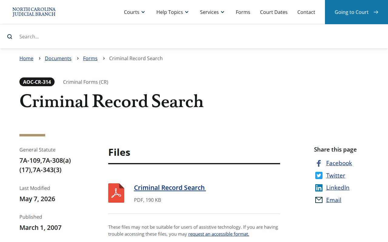 Wilkes County criminal court certified search form
