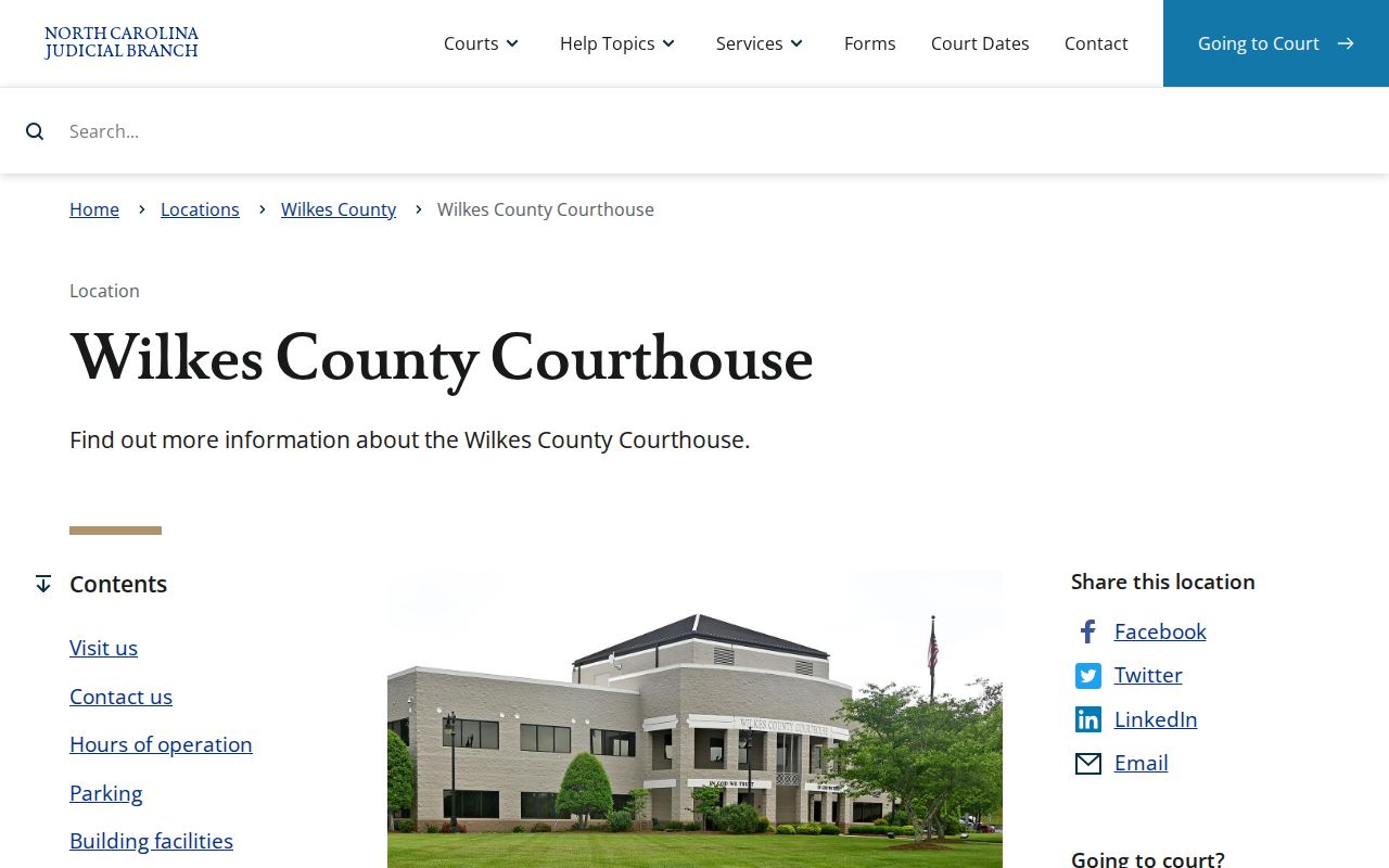 Wilkes County Courthouse for criminal court cases