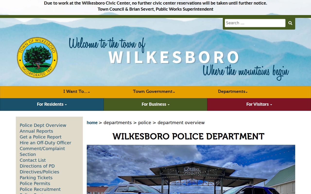 Wilkesboro criminal records police address and chief contact