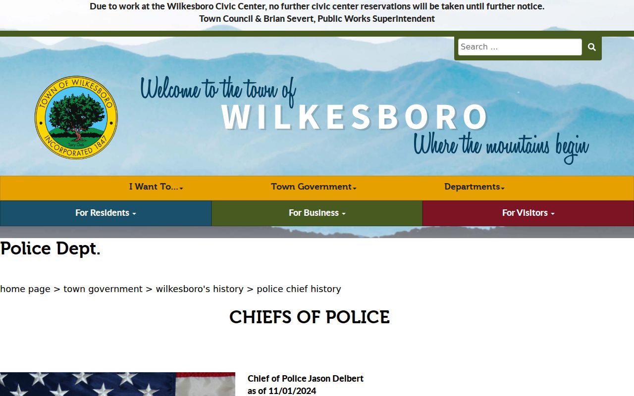 Wilkesboro criminal history police department page
